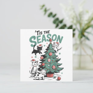 Weihnachtskatze Retro Dies ist die Jahreszeit Meow Feiertagskarte