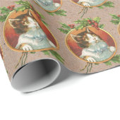 Weihnachtskatze Retro Holiday Wrapping Papier Geschenkpapier (Rolleneckpunkt)