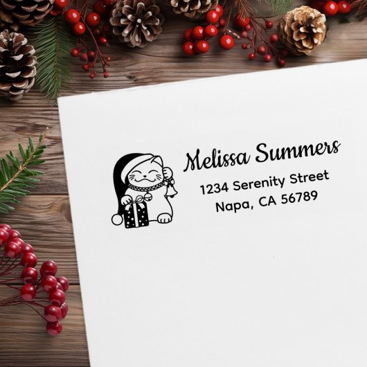 Weihnachtskatze Rücksendeadresse Gummistempel