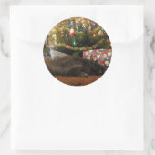 Weihnachtskatze Runder Aufkleber (Tasche)