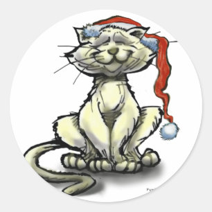 Weihnachtskatze Runder Aufkleber
