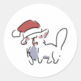 Weihnachtskatze Runder Aufkleber