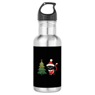 Weihnachtskatze Santa Baum Vektor Edelstahlflasche
