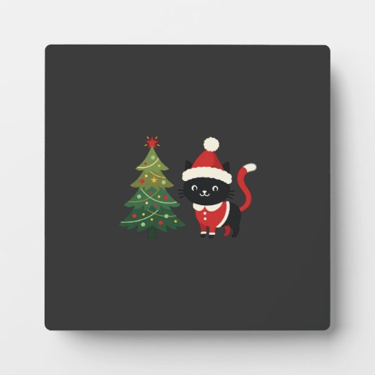 Weihnachtskatze Santa Baum Vektor Fotoplatte (Vorderseite)