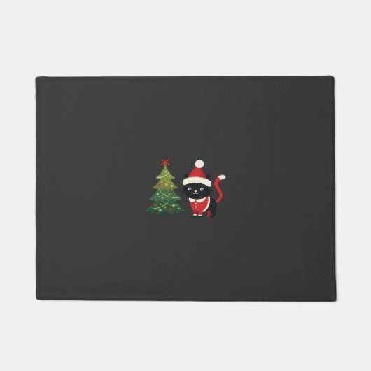 Weihnachtskatze Santa Baum Vektor Fußmatte (Vorderseite)