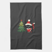 Weihnachtskatze Santa Baum Vektor Geschirrtuch (Vertikal)