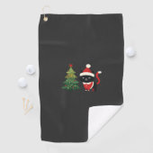 Weihnachtskatze Santa Baum Vektor Golfhandtuch (Insitu)