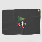 Weihnachtskatze Santa Baum Vektor Golfhandtuch (Horizontal)