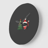 Weihnachtskatze Santa Baum Vektor Große Wanduhr (Winkel)