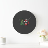 Weihnachtskatze Santa Baum Vektor Große Wanduhr (Zuhause)