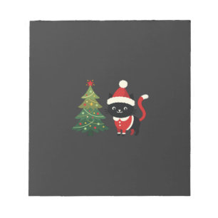 Weihnachtskatze Santa Baum Vektor Notizblock
