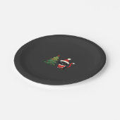 Weihnachtskatze Santa Baum Vektor Pappteller (Schrägansicht)