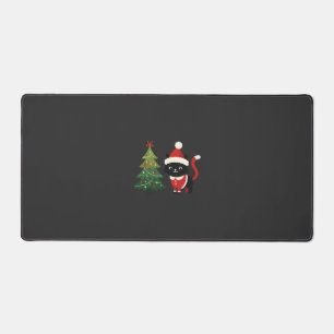 Weihnachtskatze Santa Baum Vektor Schreibtischunterlage