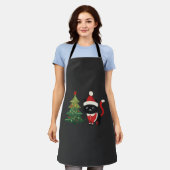 Weihnachtskatze Santa Baum Vektor Schürze (Getragen)