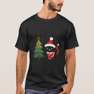 Weihnachtskatze Santa Baum Vektor T-Shirt