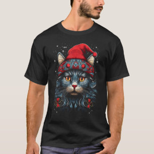 Weihnachtskatze Santa Hut Kitty Urlaub Xmas Winter T-Shirt