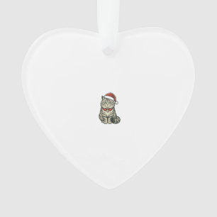 Weihnachtskatze Santa Hut Vintage Gravur Design_1 Ornament