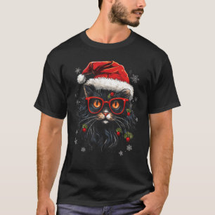 Weihnachtskatze Santa Hut Xmas Lichter Feiertags K T-Shirt