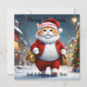 Weihnachtskatze Santa, Karte