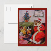 Weihnachtskatze Santa & Kitten Kinder Kopie Postkarte (Vorne/Hinten)