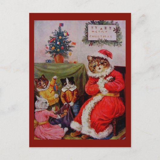 Weihnachtskatze Santa & Kitten Kinder Kopie Postkarte (Vorderseite)