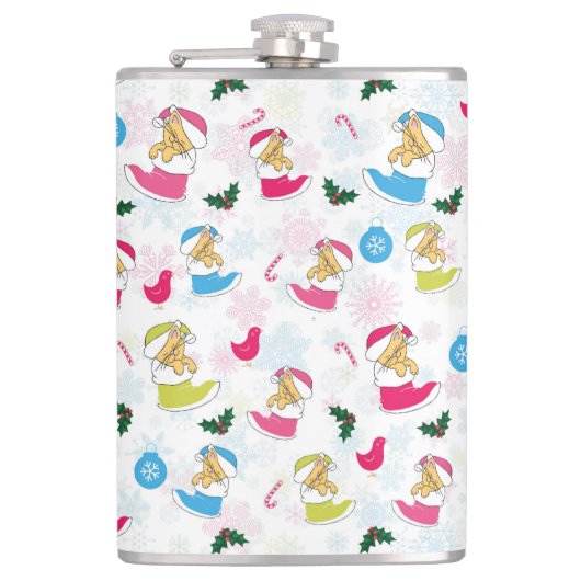 Weihnachtskatze schläft flachmann (Vorderseite)