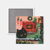 Weihnachtskatze Schöpfen Magnet (Vorderseite/Rückseite)
