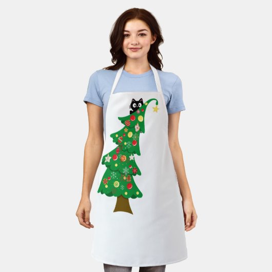 Weihnachtskatze Schürze (Getragen)