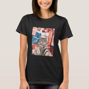 Weihnachtskatze Selfie Lustige Katze T-Shirt