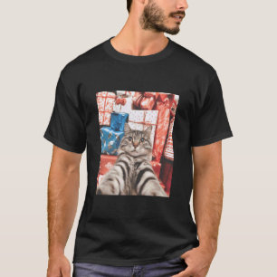 Weihnachtskatze Selfie Lustige Katze T-Shirt
