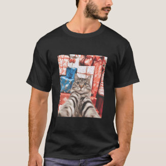 Weihnachtskatze Selfie Lustige Katze T-Shirt