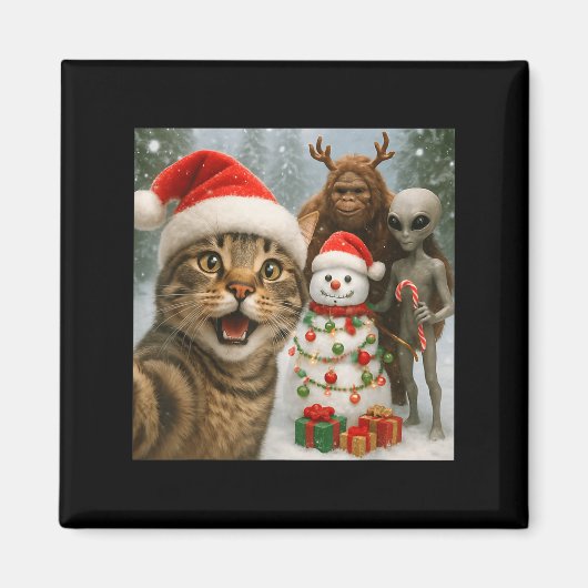 Weihnachtskatze Selfie mit Bigfoot Alien & Amp Magnet (Vorne)