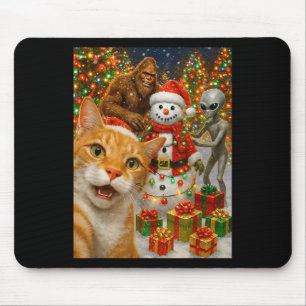 Weihnachtskatze Selfie mit Bigfoot Alien & Amp Mousepad