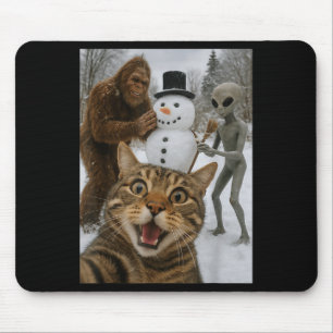 Weihnachtskatze Selfie mit Bigfoot Alien & Amp Mousepad