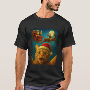Weihnachtskatze Selfie mit Weihnachtsmann Lustige T-Shirt
