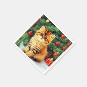 Weihnachtskatze Serviette (Ecke)