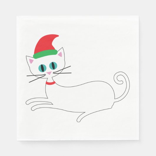 Weihnachtskatze Serviette (Vorderseite)