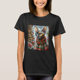 Weihnachtskatze-Shirt mit festlichem Cornish Rex X T-Shirt