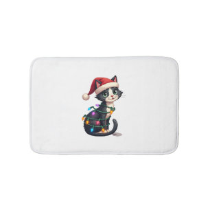 Weihnachtskatze Smoking schwarze Katze xmas Lichte Badematte