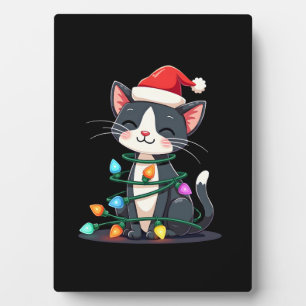 Weihnachtskatze Smoking schwarze Katze xmas Lichte Fotoplatte