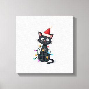 Weihnachtskatze Smoking schwarze Katze xmas Lichte Leinwanddruck