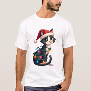 Weihnachtskatze Smoking schwarze Katze xmas Lichte T-Shirt