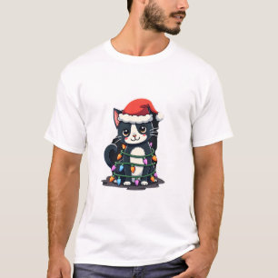 Weihnachtskatze Smoking schwarze Katze xmas Lichte T-Shirt
