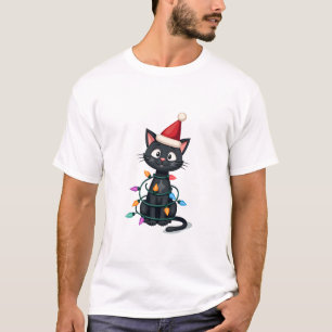 Weihnachtskatze Smoking schwarze Katze xmas Lichte T-Shirt