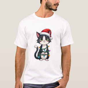 Weihnachtskatze Smoking schwarze Katze xmas Lichte T-Shirt