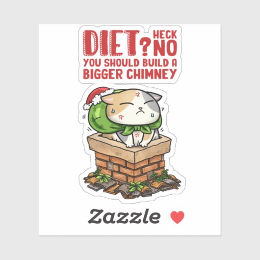 Weihnachtskatze steckte in Kamin Aufkleber (Blatt)