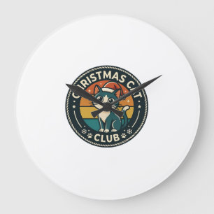 Weihnachtskatze Süße Kitty Design - Weihnachtskatz Große Wanduhr