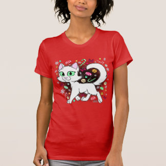 Weihnachtskatze T-Shirt (Rot)