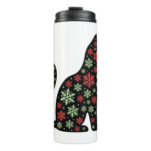 Weihnachtskatze T-Shirt Thermosbecher