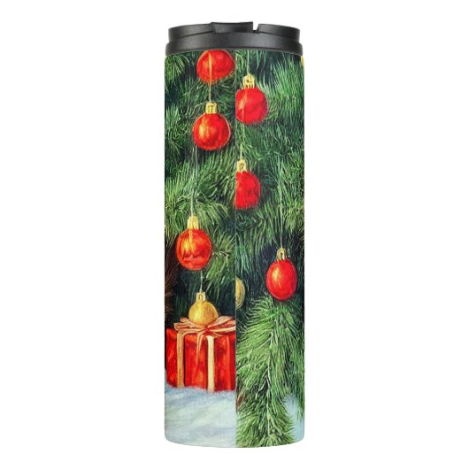 Weihnachtskatze Thermosbecher (Rückseite)